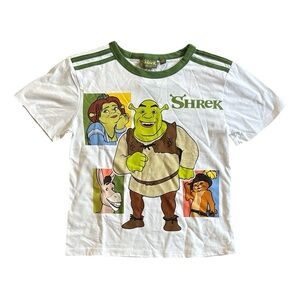 DREAMWORKS Shrek White and Green Graphic Short Sleeve Tee , size S